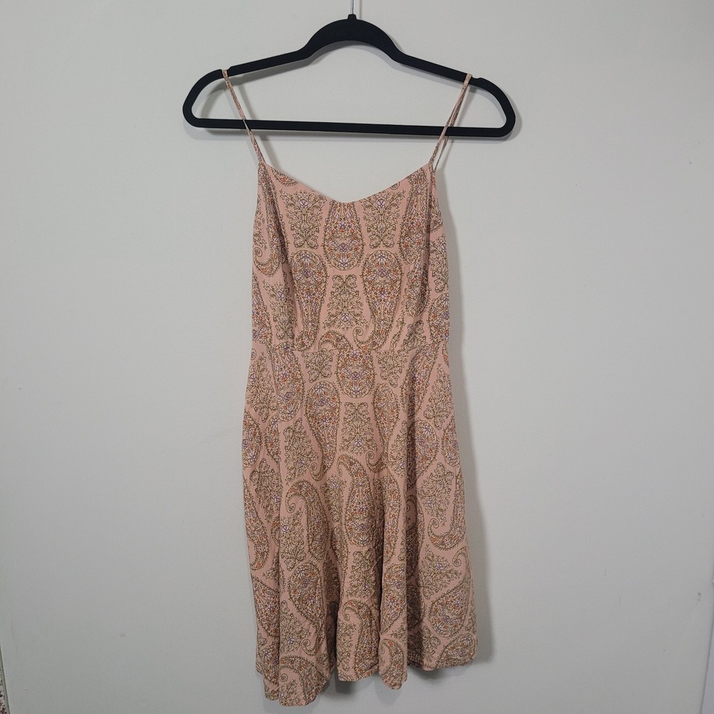 Old Navy Size M Cami Mini Dress Womens Peach Paisley Floral Smocked Back Rayon